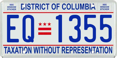 DC license plate EQ1355
