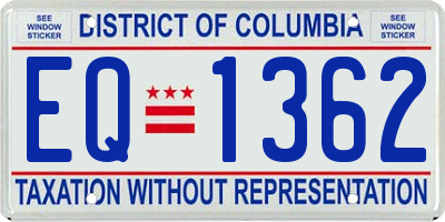 DC license plate EQ1362