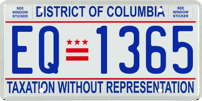 DC license plate EQ1365