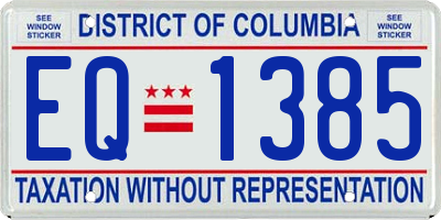 DC license plate EQ1385
