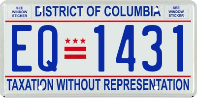 DC license plate EQ1431
