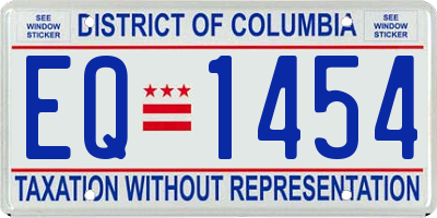 DC license plate EQ1454