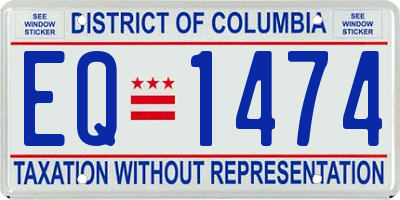 DC license plate EQ1474