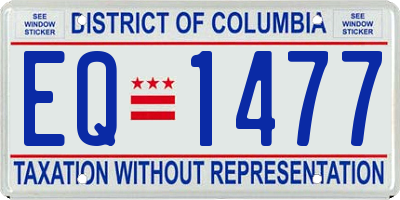 DC license plate EQ1477