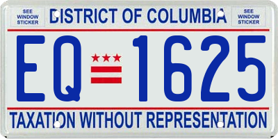 DC license plate EQ1625