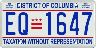 DC license plate EQ1647