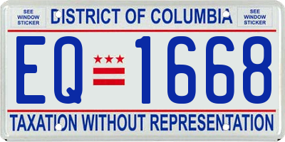 DC license plate EQ1668