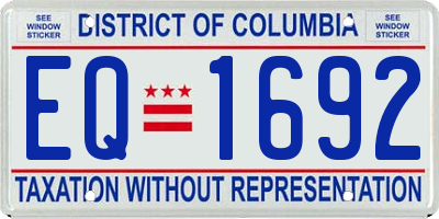 DC license plate EQ1692