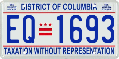 DC license plate EQ1693