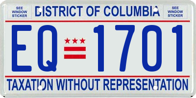 DC license plate EQ1701