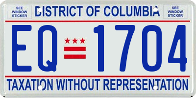 DC license plate EQ1704