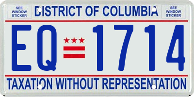 DC license plate EQ1714