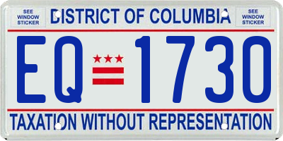 DC license plate EQ1730