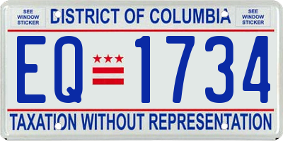 DC license plate EQ1734