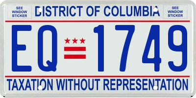DC license plate EQ1749