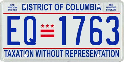 DC license plate EQ1763