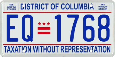 DC license plate EQ1768