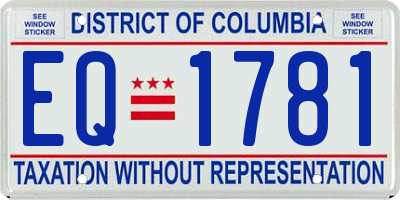 DC license plate EQ1781