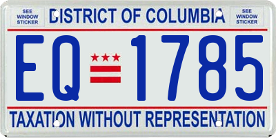 DC license plate EQ1785