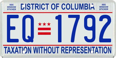 DC license plate EQ1792