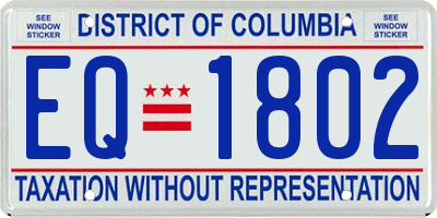 DC license plate EQ1802