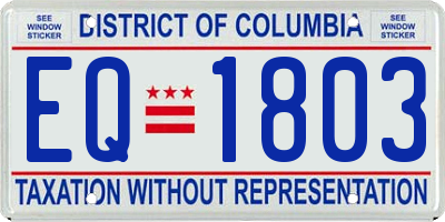 DC license plate EQ1803