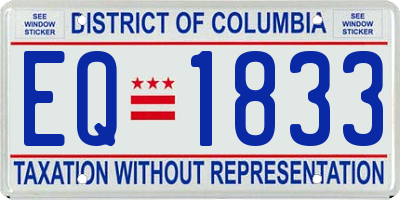 DC license plate EQ1833