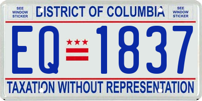 DC license plate EQ1837
