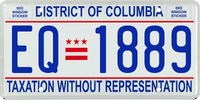 DC license plate EQ1889