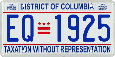 DC license plate EQ1925