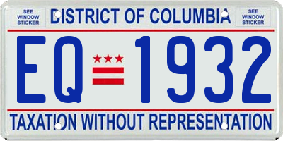 DC license plate EQ1932