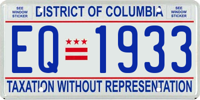 DC license plate EQ1933