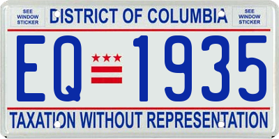 DC license plate EQ1935