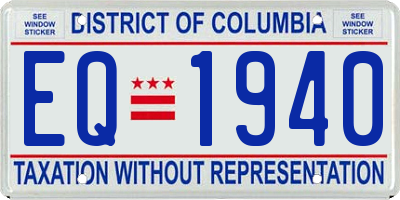 DC license plate EQ1940