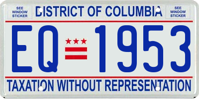DC license plate EQ1953