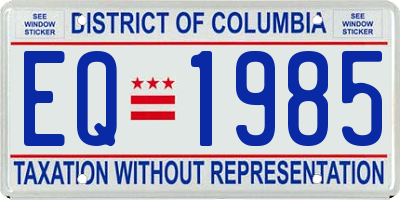 DC license plate EQ1985