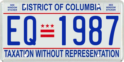 DC license plate EQ1987