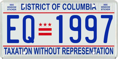 DC license plate EQ1997