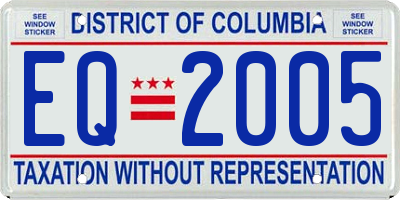 DC license plate EQ2005