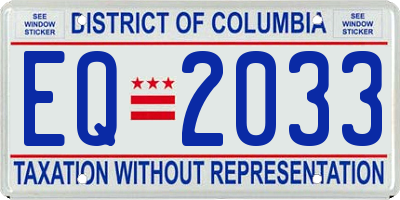 DC license plate EQ2033