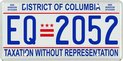 DC license plate EQ2052