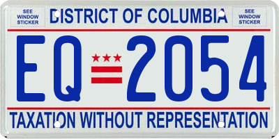 DC license plate EQ2054