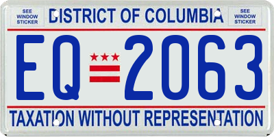 DC license plate EQ2063