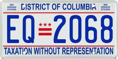 DC license plate EQ2068