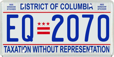 DC license plate EQ2070