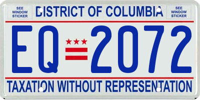 DC license plate EQ2072