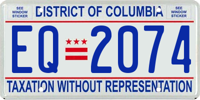 DC license plate EQ2074