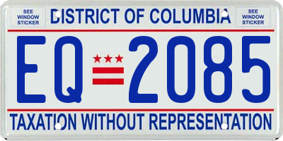 DC license plate EQ2085