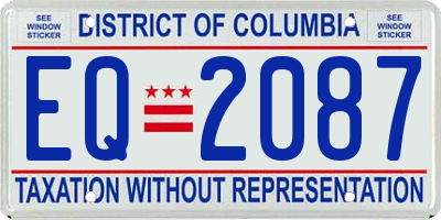 DC license plate EQ2087