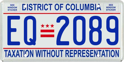 DC license plate EQ2089